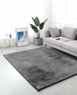 Chlupaté koberce Kvalitní plyšový koberec do obývacího pokoje v šedé barvě