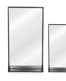 Zrcadla HOMEDE Nástěnné zrcadlo s poličkou Pisca černé, velikost 40,5x25,5x10,5