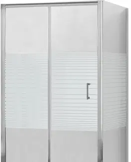 Sprchové vaničky MEXEN/S Apia obdélníkový sprchový kout 130x90 cm, transparent/pruhy, chrom + vanička 840-130-090-01-20-4010