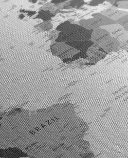 Obrazy mapy Obraz černobílá mapa s názvy
