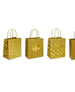 Hračky Sada vánočních dárkových tašek 4 ks, zlatá, 24 x 31 x 12 cm