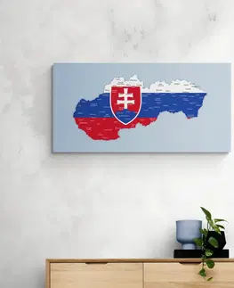 Obrazy na korku Obraz na korku mapa Slovenska se státním znakem