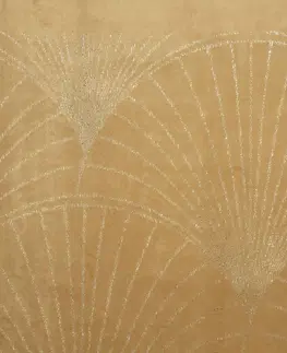 Dekorační ubrusy Sametový středový ubrus s lesklým potiskem v medové barvě