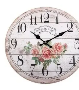Hodiny Nástěnné hodiny Paris roses, pr. 34 cm, dřevo