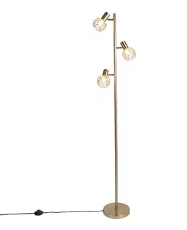 Stojaci lampy Designová stojací lampa zlatá, 3 světla nastavitelná - Mesh