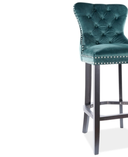 Barové židle Expedo Barová židle AUGUSTUS H-1 Velvet, 50x114x42, černá/zelená