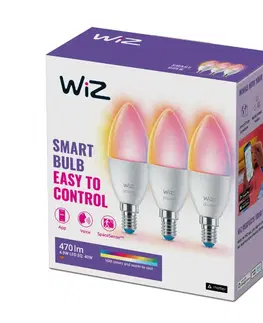 LED žárovky WiZ SET 3x LED žárovka E14 C37 4,9W 470lm 2200-6500K RGB IP20, stmívatelná