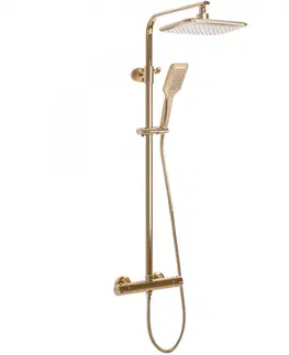 Sprchy a sprchové panely Sprchový set s termostatem Rea Tom - dešťová a ruční sprcha zlatá
