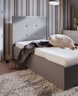 Postele Čalouněná postel DANGELO 1 90x200 cm, šedá látka