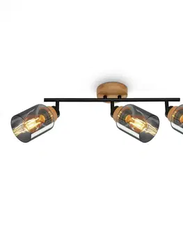 Industriální bodová svítidla BRILONER Bodové svítidlo, 47 cm, 3x E27, max. 10W, dřevo/kouřová černá BRILO 2485035
