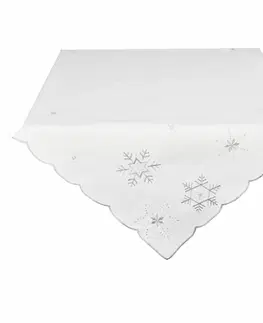 Ubrusy Forbyt Vánoční ubrus Vločky bílá, 120 x 140 cm