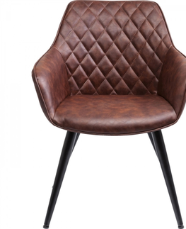 Jídelní židle KARE Design Hnědá čalouněná židle s područkami Harry