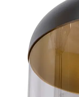 Zavesna svitidla Designová závěsná lampa černá se zlatem a kouřovým sklem 3 světla - Kyan