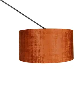 Stojaci lampy Moderní stojací lampa černé lněné stínidlo oranžové 50 cm - Redaktor