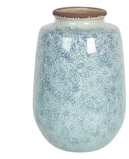 Dekorativní vázy Velká vintage keramická váza s kvítky Bleues – Ø 17*26 cm Clayre & Eef 6CE1204
