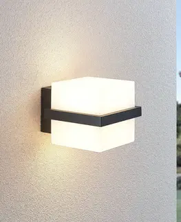Venkovní nástěnná svítidla Lindby LED venkovní nástěnná svítilna Auron, tvar krychle