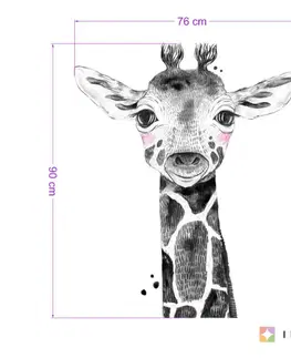 Samolepky na zeď Samolepky na zeď dětské - Velká žirafa v černobílé barvě