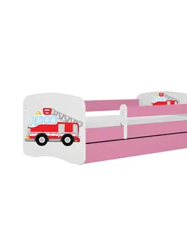 Dětské postýlky Kocot kids Dětská postel Babydreams hasičské auto růžová, varianta 80x180, se šuplíky, bez matrace