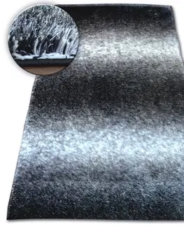 Koberce a koberečky Dywany Lusczow Kusový koberec Shaggy SPACE 3D WILL černý / šedý, velikost 80x150