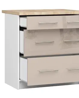 Kuchyňské dolní skříňky Ak furniture Kuchyňská skříňka Olivie 80 cm 3S bílá/cappuccino lesk