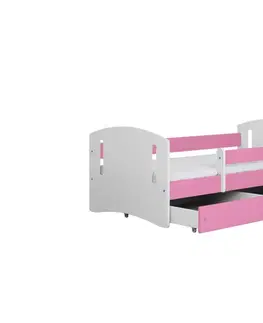 Dětské postýlky Kocot kids Dětská postel Classic II růžová, varianta 80x140, se šuplíky, s matrací