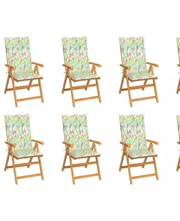 Zahradní židle Zahradní polohovací židle 8 ks akácie / látka Dekorhome Šedá