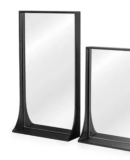 Zrcadla HOMEDE Nástěnné zrcadlo s poličkou Pisca I černé, velikost 55,5x30,5x10,5