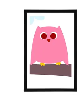 Zvířátka Plakát s paspartou roztomilé sovičky