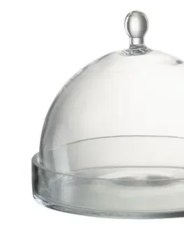 Podnosy a tácy Transparentní skleněný podnos s poklopem Bell Jar L - Ø 22*25 cm J-Line by Jolipa 28848