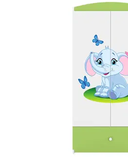 Dětský nábytek Kocot kids Dětská skříň Babydreams 90 cm slon s motýlky zelená
