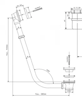 Sifony k pračkám POLYSAN RETRO vanová souprava pro vnější instalaci, řetízek, včetně sifonu, chrom 71689