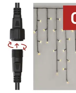 Rampouchy a krápníky EMOS Standard LED spojovací vánoční řetěz – rampouchy, 2,5 m, venkovní, teplá bílá D1CW01