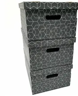 Úložné boxy Compactor Sada 3ks skládacích kartonových krabic Compactor - 52 x 29 x 20 cm