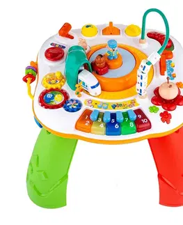 Hračky NEW BABY - Mluvící a hrající interaktivní stoleček s jezdícím vláčkem CZ/SK
