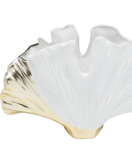 Keramické vázy KARE Design Bílá keramická váza Gingko Elegance 18cm
