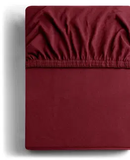 Prostěradla Bavlněné jersey prostěradlo s gumou DecoKing Amber tmavě červené, velikost 160-180x200+30
