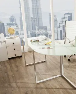 Pracovní stoly Psací stůl sklo Dekorhome Bílá