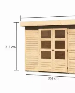 Dřevěné plastové domky Dřevěný zahradní domek ASKOLA 4 s přístavkem 280 Lanitplast Šedá