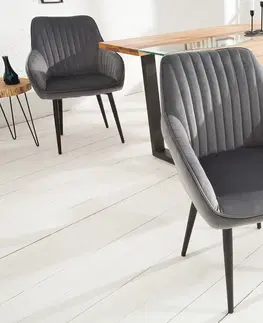 Luxusní jídelní židle Estila Designová židle Timeless Comfort stříbro šedá