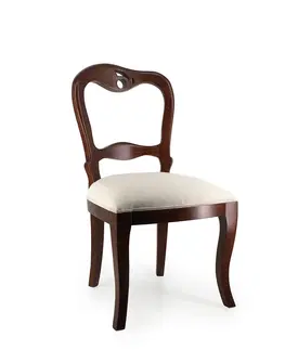 Luxusní jídelní židle Estila Koloniální jídelní židle M-VINTAGE z masivního mahagonového dřeva s béžovým čalouněním 93cm