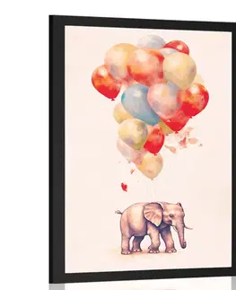 Zasněná zvířátka Plakát zasněný slon s balony