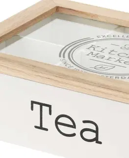 Doplňky do kuchyně DekorStyle Krabička na čaj Tea box bílá