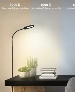LED stojací lampy BRILONER LED CCT stojací svítidlo s dotykovým vypínačem 128 cm 6,6W 600lm černá BRILO 1297-015