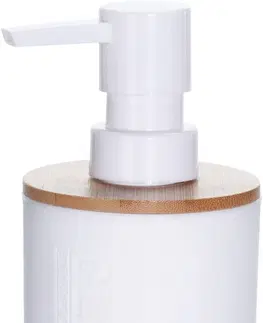 Dávkovače mýdla DekorStyle Bílý zásobník na tekuté mýdlo s bambusovým víčkem