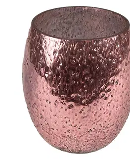 Svícny Růžový skleněný svícen na čajovou svíčku - Ø 10*10 cm Clayre & Eef 6GL3881