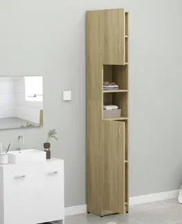Koupelnové skříňky Koupelnová skříňka vysoká Dekorhome Bílá / dub sonoma