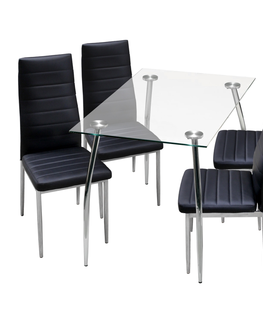 Jídelní sety Jídelní stůl LATRAN + 4 židle SNAEFELL, černá