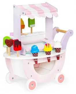 Hračky pro holky Dřevěný vozík Zmrzlinový obchod Ecotoys růžový