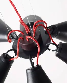 Závěsná světla Domus Závěsné světlo Pit 6, černá textilní kabel červená