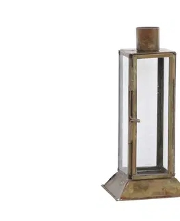 Svícny Mosazný antik kovový svícen na úzkou svíčku Forei - 6*6*16cm Chic Antique 71662-13